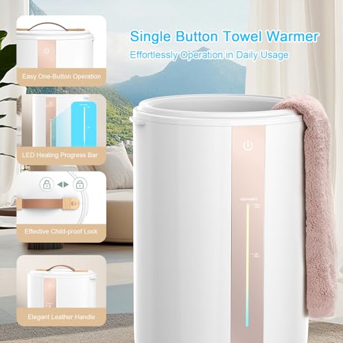 Image of Keenray Towel Warmer for Bathroom, Towel Warmer Bucket with Heating Progress Bar, Child Lock, Fragrance Disc Holder, Auto Shut-Off Towel Bucket Fits Up to Two 40 inch x 70 inch Towels, Bathrobes, Blankets