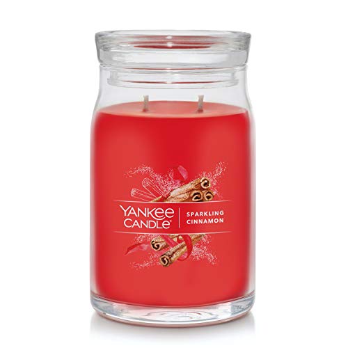 Yankee Candle Sparkling Cinnamon Scented, Signature 20oz Large Jar 2-Wick Candle, Over 60 Hours of Burn Time, Christmas | Holiday Candle