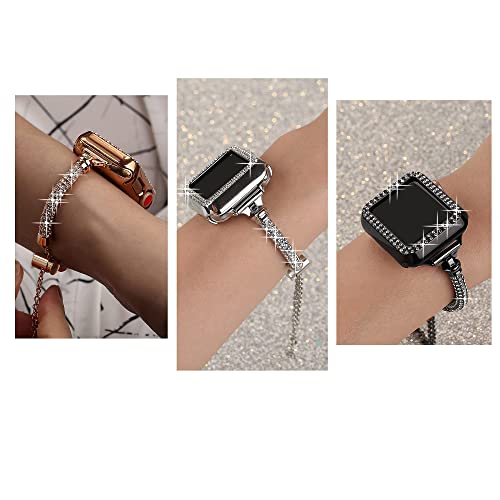 Secbolt Bling Bands Compatible with Apple Watch Band 40mm with Case, Women Dressy Metal Bracelet with Rhinestone Bumper for iWatch SE Series 6/5/4, Rose Gold by Secbolt - Used condition - Image 5