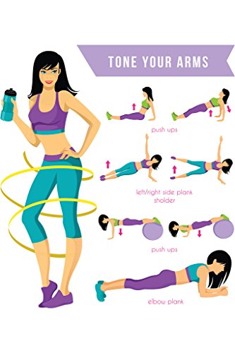Image of Workout Posters For Home Gym Tone Your Arms Exercise and Fitness Motivational Inspirational Chart Cool Wall Art Print Poster 12x18