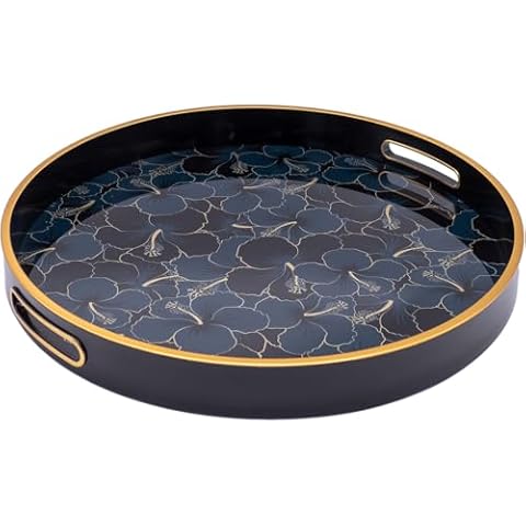 Elegant Round Floral Design Decorative Tray Cover