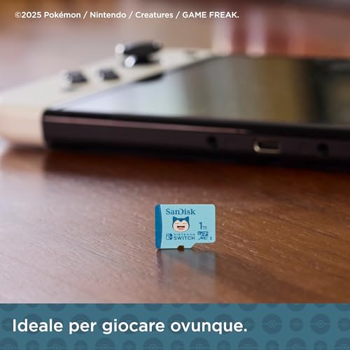 Sandisk Scheda Microsdxc Per Console Nintendo Switch 1TB, Edizione PokéMon Snorlax (Velocità Di Lettura Fino A 100 Mb/S, UHS-I, 4K Uhd, V30, Class 10, U3 - 6