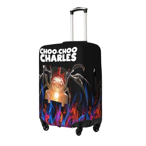Choo-Choo Charles Travel Luggage Cover, Colorful Suitcase Luggage Protector, Washable Baggage Cover, Dustproof Protector Fits 18-32 Inch Luggage Small, Black2
