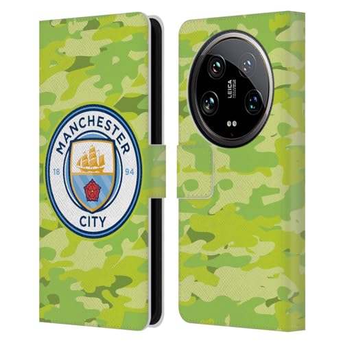 Head Case Designs Officially Licensed Manchester City Man City FC Goalee Badge Camou Leather Book Wallet Case Cover Compatible with Xiaomi 14 Ultra