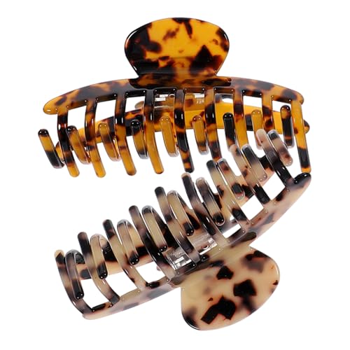 CHICAMPERA 2個 レオパード柄大きめクロークリップ 髪しっかりホールド 軽量耐久 ヘアアクセサリー レディースオフィスカジュアル用