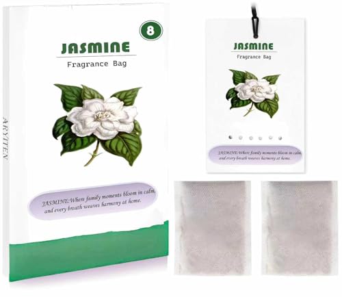 Image of Aryiten 8 Packs Large Jasmine Scented Sachets for Closet Deodorizer Drawers, Hanging Long Lasting Potpourri Bags Home Fragrance