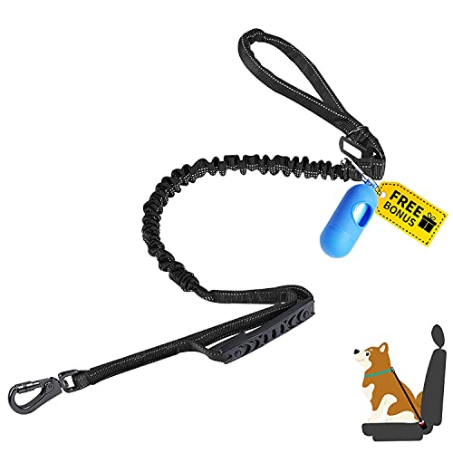 Hunde-Sicherheitsgurt für Auto, Schock-Hundeleine mit 2 Verkehrsgriffen, gepolstertem Griff und Autozubehör, Sicherheitsgurtschnalle, reflektierendes Seil, Hundeleine, Anti-Ziehen, verstellbare Leine Cover