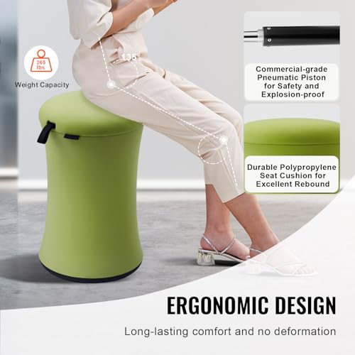 Image of Happybuy Wobble Chair, Height-Adjustable (19.3-25 inch) with Fabric Cover, Flexible Wobble Stool, Iron & Sponge Construction, 20 Tilt Angle, Ideal for School, Office & Home, Ages 12-18, Green