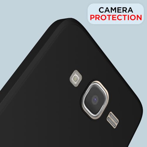 Image of Outlouders Back Cover for Samsung Galaxy J7 2015 / J7 / J7 Nxt | Camera Protection | Durable Soft Matte Silicone Bumper Case (Black)