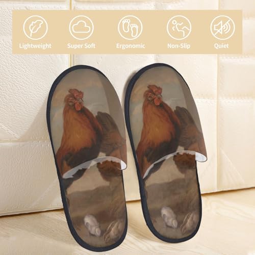 Oil Painting Chicken And Duck Print House Slippers For Women And Men,Soft Slippers With Memory Foam,Non-Slip Indoor Home Shoes2