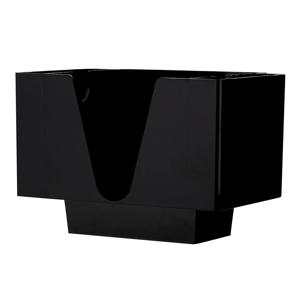 Bar Lux - Servilletero de 7.9 x 5.5 pulgadas, 1 organizador de condimentos de 3 compartimentos, rectangular, mesa, organizador de servilletas de plástico negro, recargable, fácil acceso