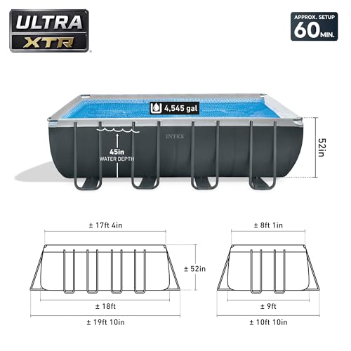 Intex 26355EH Ultra XTR 18ft x 9ft x 52in Above Ground Swimming Pool Set with Sand Filter Pump and OptiFlow 50lb Premium Filter Sand