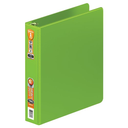 Wilson Jones Heavy Duty Round Ring Binder with Extra Durable Hinge, 1.5-Inch, Chartreuse (W364-34-376)