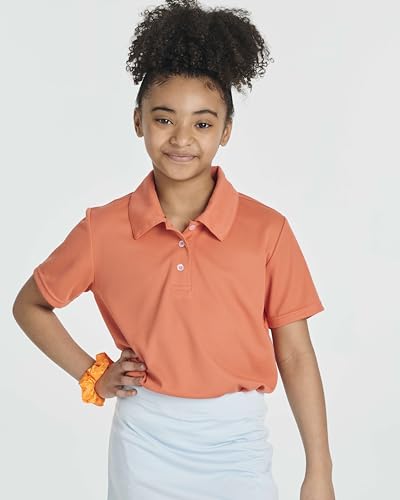 Image of 3 Pack Girls' Mesh Polo Shirts Short Sleeve Collared School Uniform Tops | Sizes 4-18, Quick Dry Performance Knit, Easy Care Everyday, Back To Class Ready, Plain Smart Collar, Golf