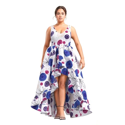 Image of iooiooi African Dresses for Women Party Robe Plus Size Print Dashiki Dinner Dress