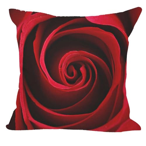 Orythyra Red Roses Cushion Cover 45x45cm Cotton Linen Pillow Cover Decorative Throw Pillows Farmhouse Decor for Home Cushion Case 18x18 Inch