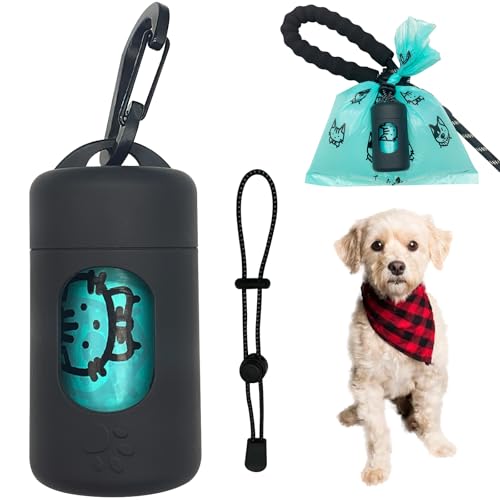 Image of Dog Poop Bag Dispenser for Leash with Snap Clip, Skin-friendly Texture Waste Bag Holder for Dog Walks and Cats, Pets Litter Bag Container, Indoor & Outdoor Use (Black, 1)