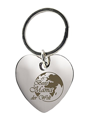 'Llavero Corazón con grabado"Beste Mama der Welt  Cromo  Regalo  Tuerca  Mama  Día de la Madre o como regalo navideño