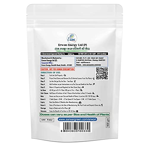 Erwon® Hibiscus Plant Growth Booster, Premium Essential Powerful Organic Fertilizer For Overall Growth Of Hibiscus Plants, With Charged Micro-Organism And ++ Micronutrients. (900 gm)
