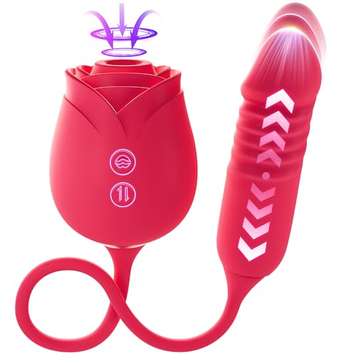 MOOLIGIRL Rose Toy Vibrator for Women - 3-in-1 APP Control Female Sex Toy with 10 Sucking & Thrusting & Vibrating Modes, Adult Sex Toys & Games for Couple Clitoral Anal G spot Stimulation