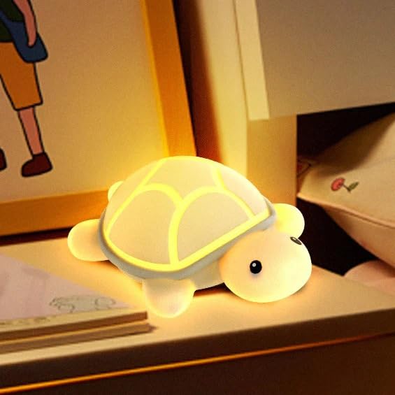 Image of Desidiya Cute Turtle Night Light, LED Bedside Baby Room Lamp, Soft BPA-Free Silicone, USB Rechargeable Lamp with Touch Sensor Control Table Light for Kids, Birthday Gifts, Valentine Gift