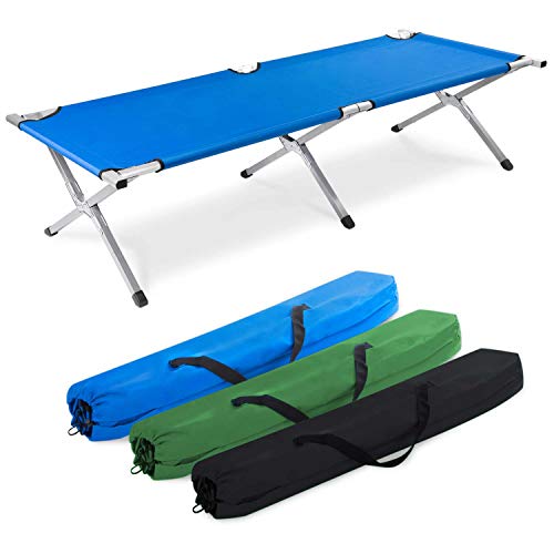 GOODS+GADGETS Lit de Camp Pliable en Aluminium pour l'armée - Lit de Camping Pliable et lit d'invité (Bleu)