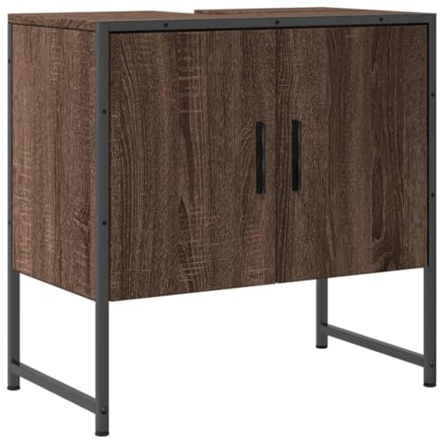 vidaXL Armario para Lavabo de Baño, Mueble para Lavamanos, Aparador para Fregadero, Almacenamiento para Hogar, Madera de Ingeniería Roble Marrón
