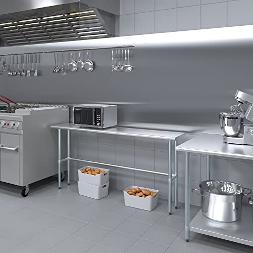 Image of AmGood Stainless Steel Work Table Open Base | Metal Work Bench (Stainless Steel Table Open Base, 72 inch Long x 14 inch Deep)