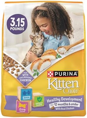 Purina Kitten Chow Kitten Food Healthy Development with Real Chicken Dry Kitten Food - (Pack of 4) 3.15 lb. Bag