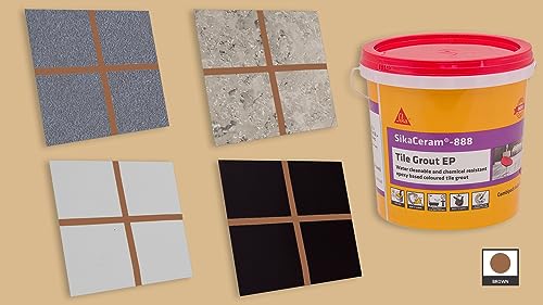 Image of SIKA - Epoxy tile grout - SikaCeram 888 Tile Grout EP - Suitable for wall /floor - Cleans with water - Chemical resistant - Pre-tinted - 5 kg - Brown