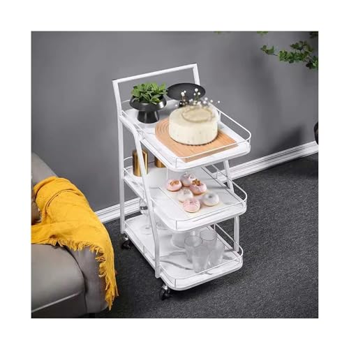 Este Carrito de Bar de Cocina Blanco de 3 Niveles es Ideal para el Comedor, almacenar Vino, es un Mueble Elegante para el hogar y una solución de Almacenamiento de Cocina móvil.