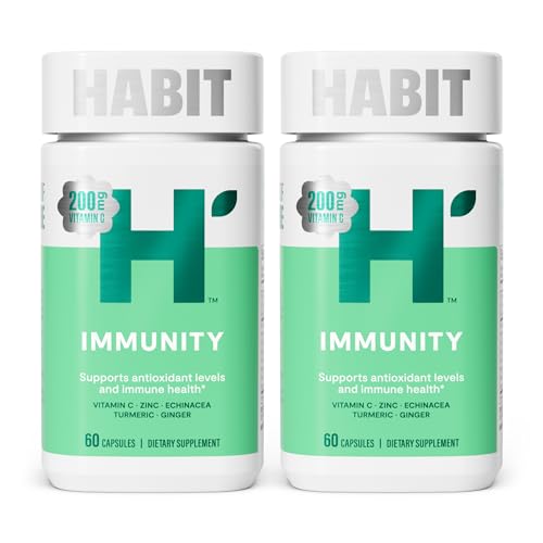 Habit Immunity Supplement 2 Pack (120 Capsules) - New Look, Echinacea, Elderberry, Turmeric, Zinc Blend to Support Immune Health and Antioxidant Levels, Vegan, Non-GMO