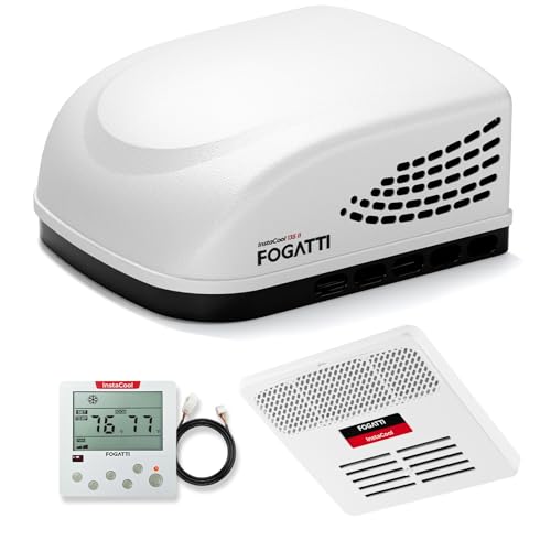 FOGATTI RV Air Conditioner InstaCool 13500BTU, Ducted, Rooftop AC Unit RV, All in One Unit, Easy Install, Quiet AC, For Camper, 115V (Ducted, White)