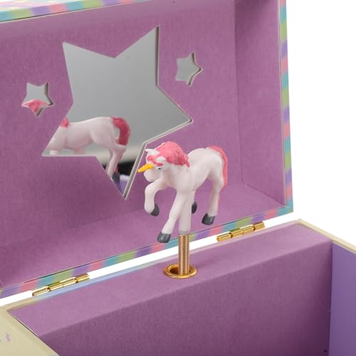 Boîte à bijoux musicale licorne avec miroir et grand rangement pour bagues - 4