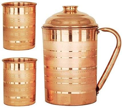W-TechPure Copper Silver Touch JUG with Two Copper Glass