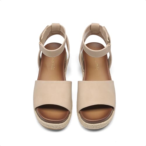 Image of DREAM PAIRS Girls Platform Wedge Open Toe Espadrille Sandals with Buckle Ankle Strap for Little Kid /Big Kid