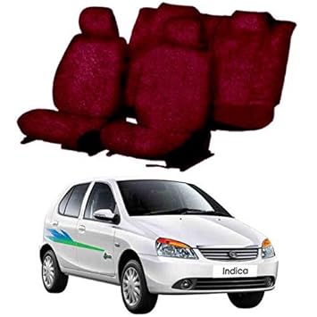 Chiefride Cotton Car Seat Cover for Tata Indica (5 Seater) (Maroon) (All Detachable Headrest)