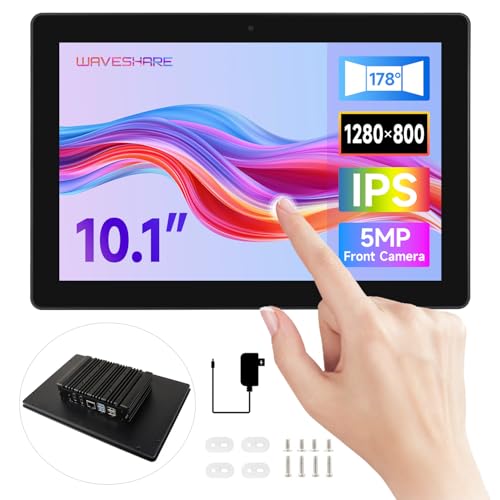 Image of waveshare Industrial HMI All-in-one 10.1inch Touch Display, Compatible with Raspberry Pi 5 (Included), Supports Dual 4K HDMI Output, 10-Point Touch, Aluminum Alloy Case, Efficient Heat Dissipation