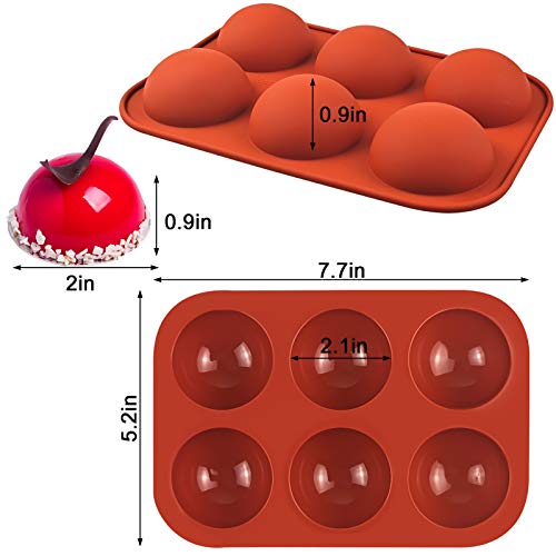 BUSOHA Silicone Molds for Chocolate - 3 Pack 6 Cavity Cake Baking Silicone Molds,Medium Semi Sphere Baking Mold for Making Hot Chocolate Bomb, Jelly, ice cube,Pudding, Dome Mousse
