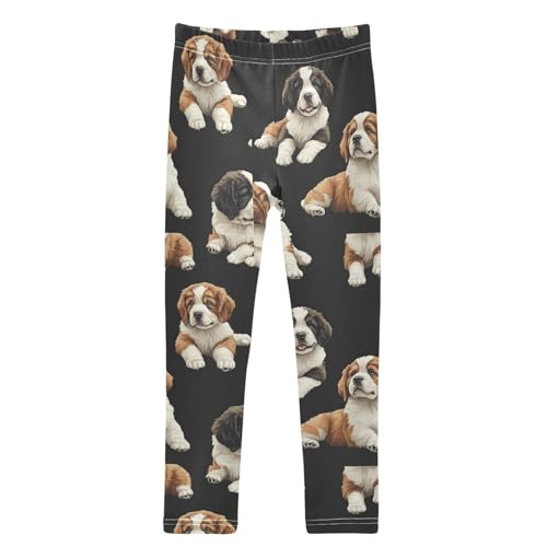 Cute Puppy St Bernard Dogs Girls Leggings Kids Yoga Pants Dance Active Tights 4T