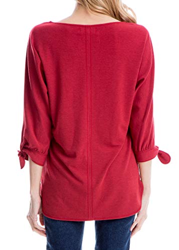Max Studio Women's Tie Sleeve French Terry Tunic, Heather Cherry, Medium #TOP1