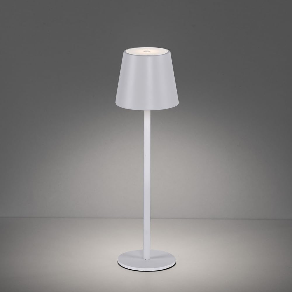 Just Light. LED Tischleuchte 2er SET, Weiß, Akku USB, Touchdimmer Dimmbar | IP54 Außen, Garten/Camping/Balkon/Terrasse, Metall/Kunststoff