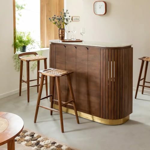 Image of The Attic Carlston Bar Cabinet,Hard and Soft Drinks Bar Storage Cabinet,Wine Wisky Scotch,Bar for Home,Solid Mango Wood,Provential Teak Matte Finish