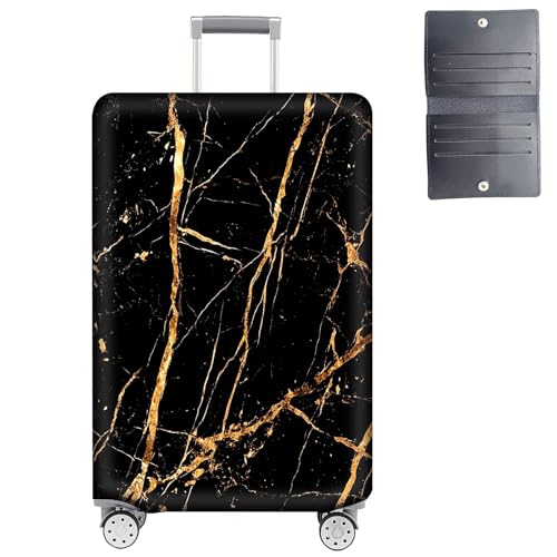 GYSYZJDH Luggage Cover Protector for 19-20 Inch Suitcases, TSA Approved Elastic Travel Suitcase Covers, Anti-Scratch Washable Luggage Sleeve for Carry On & Checked Bags, Black Marble