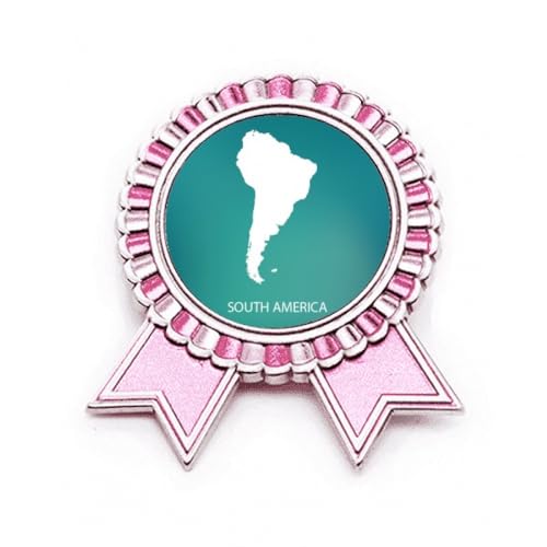 Broche carte du Sud Amérique rose de qualité en métal ciselé