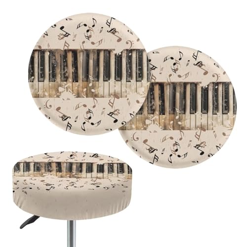 HUISEFOR Piano Keys Round Bar Stool Covers Christmas Bar Stool
