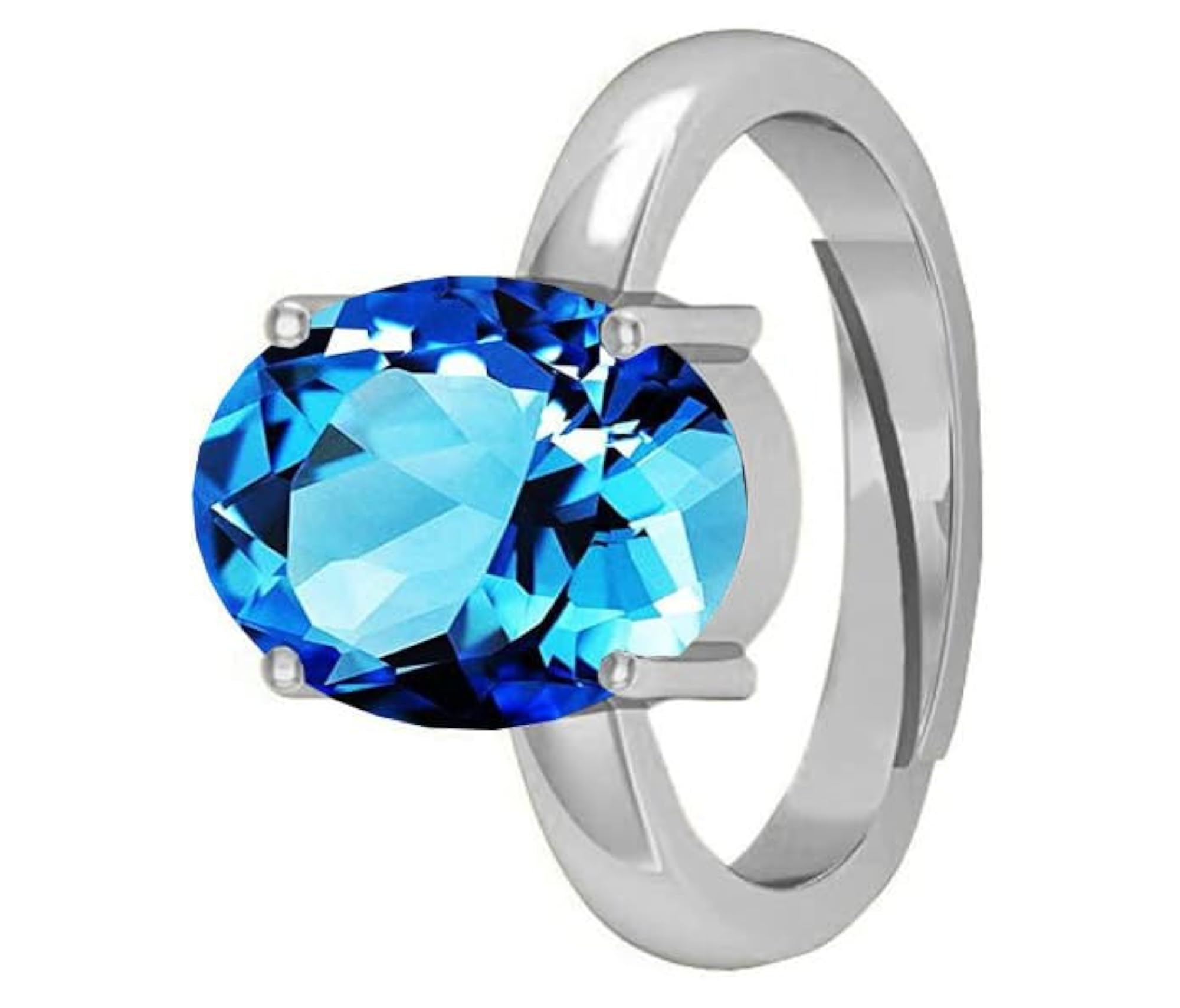 Women's Adjustable Natural Blue Topaz Ring, 4.00 Carat