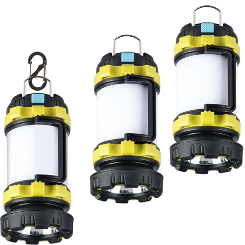 Lanterne de camping LED rechargeable 1000 lm avec batterie de 4000 mAh lot de 3
