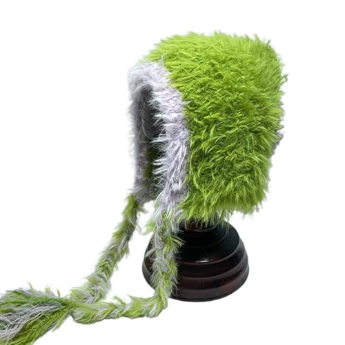 Winter Teenagers Hat Elastic Windproof Color Matching Hat Ear Protector Hat Adult Winter Cycling Skiing Supplies Green