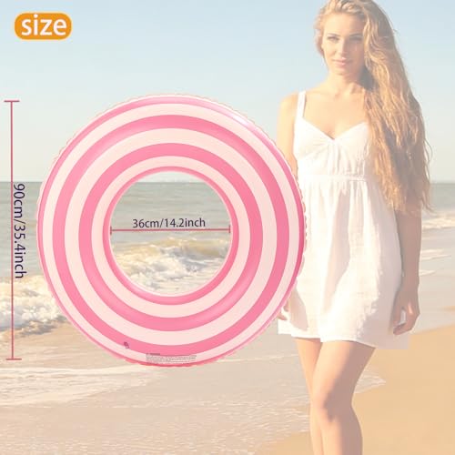4 Pack Pool Floats for Adults Pool Swim Tubes Rings(35 inch) - 4Pcs Inflatable Big Floaties Beach Swimming Rings for Adults Raft Floaties Summer Water Fun (Pink Circle) - image 2
